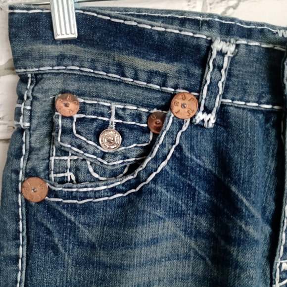 TRUE RELIGION Mens Distressed Blue Jeans Size 32 - Picture 8 of 16